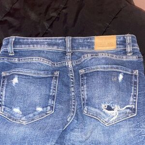 BKE Blue Distressed Flare Jeans